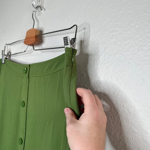 Everlane Womens Go Weave Avocado Green Button-Front A-Line Skirt Size 14 - Picture 7 of 10
